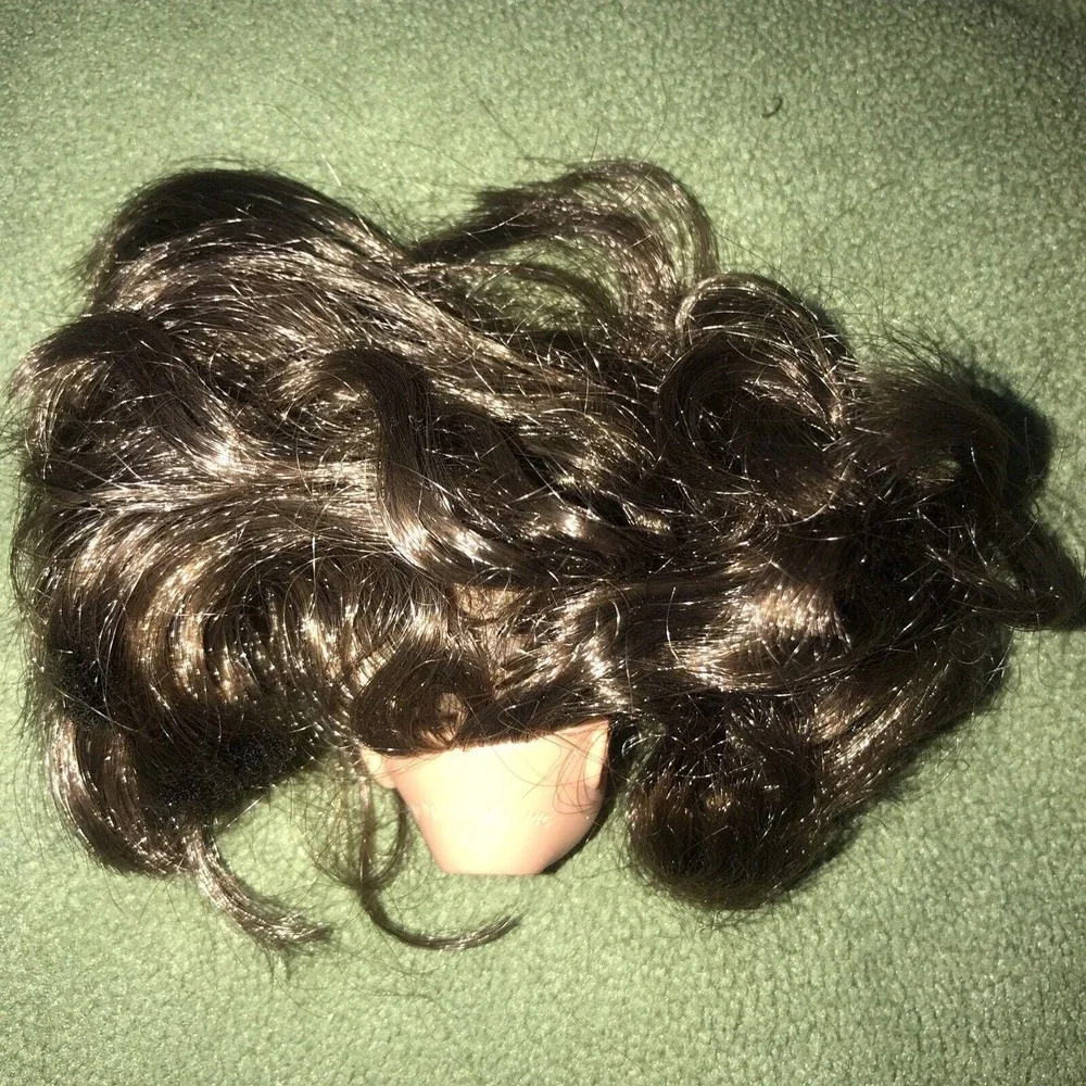 Vintage 1987 Mattel Barbie Head Only Long Brunette Green Eyes